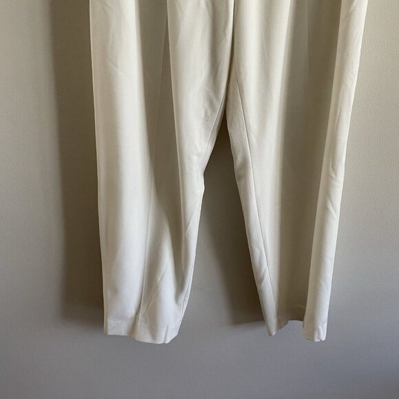 Bar III Women 8 Ivory High-Rise Button Fly Pleated Ankle Trouser Pants - Picture 3 of 10